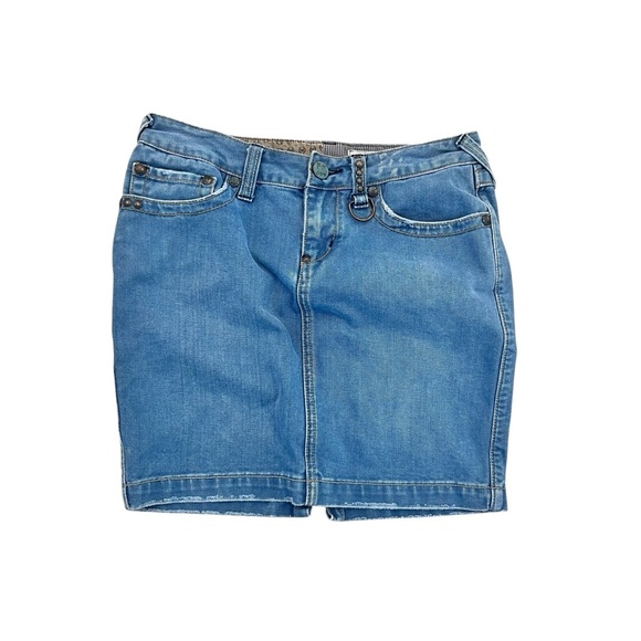 Free People Angel Wing Blue Denim Mini Skirt Size 26 - Picture 8 of 9